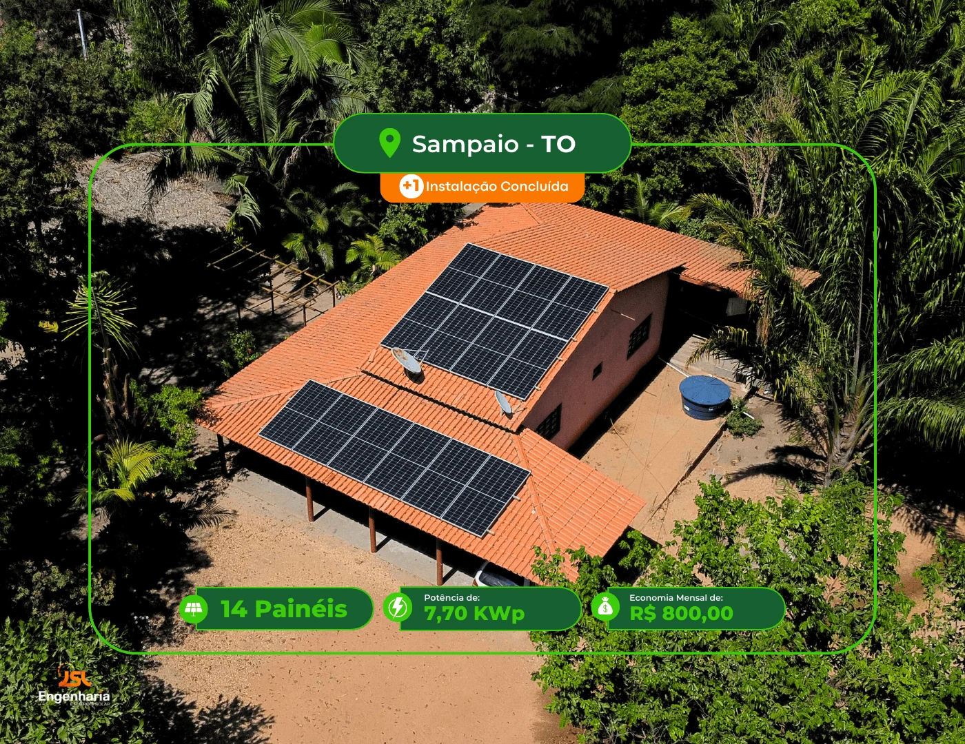 Sistema solar de José Carlos da Costa Abreu em Sampaio - TO